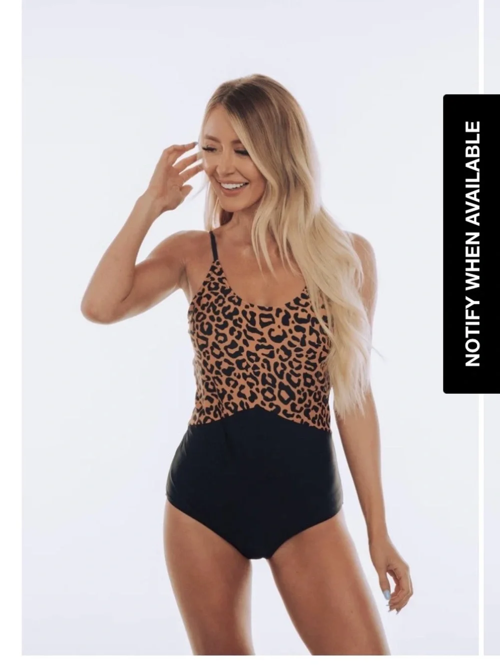 Leopard Print & Black One-Piece Swimsuit - Picture 4 of 7